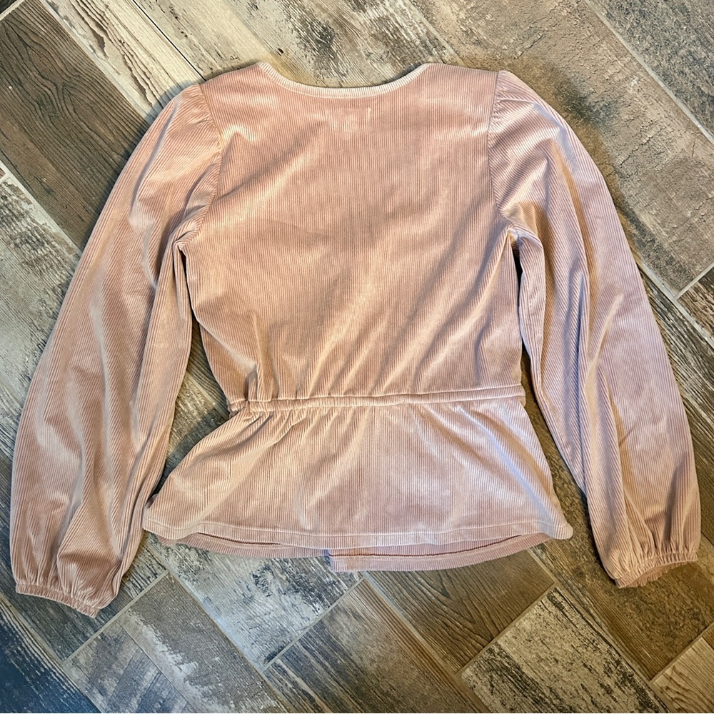 🌸 Madewell 🌸Blush Pink Velour Wrap Blouse in Size Small - Picture 2 of 6